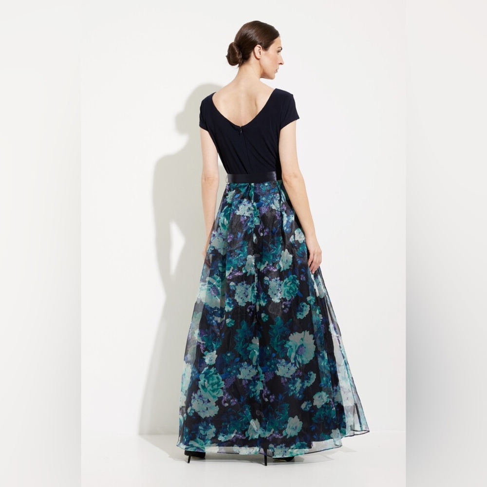 Stunning Floral Organza Evening Dress 18W Prom, Weddings Black Tie Floor Length - Picture 3 of 9